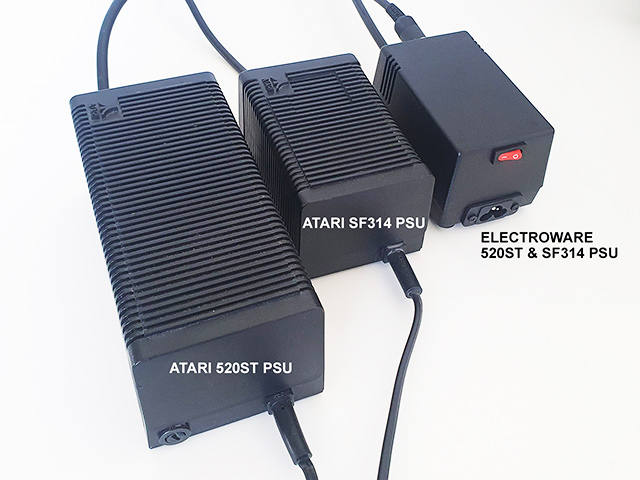 Atari 520ST PSU and SF314 PSU - original and new comparison.