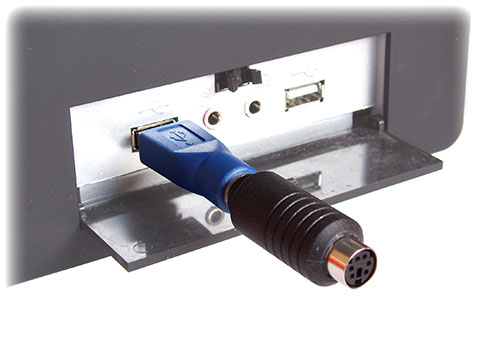 PS/2 hardware keylogger in USB data download mode with USB accelerator.